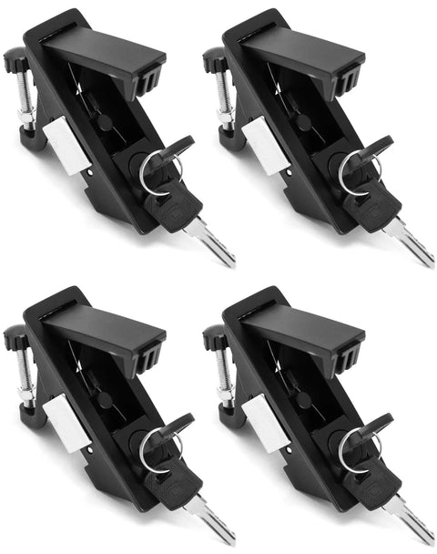 Four black QWORK large hand-operated compression latches with keys and push-button actuation
