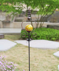 Solar Garden Lights Outdoor Decorative Stake For Yard Patio Porch Lawn Gold Globe LED Ball With Moon And Star Cutouts