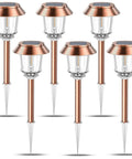 Six Pack Solar Pathway Lights Outdoor Waterproof Dimmable 10-40 LM Auto On Off Yard Garden Walkway Driveway Warm White Lighting