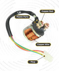 Premium Heavy Duty Starter Relay Solenoid For Honda Trx Atv Kickstarts Your Ride Instantly Hella Reliable Copper Windings close-up view with copper wire and plug.