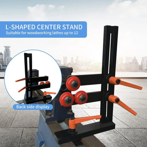 L Shaped Wood Lathe Steady Rest With Three Fixed Wheels And Adjustable Wheel Position for lathes up to 12 inches