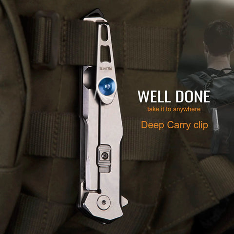 Hard Hitting Tactical Folding Pocket Knife For Men With 14C28N Stainless Steel Blade clipped on backpack