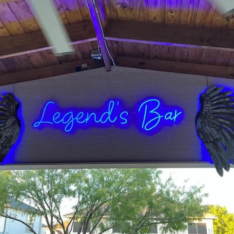 Legend's Bar Personalized Neon LED Sign For Weddings And Events, Battery Or Plug Operated Lit Up Name Logo, Wall Decor
