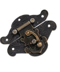 Vintage Wooden Box Latches With No Fuss Installation Kit And Screws For Jewelry Boxes And Tool Organizers 47x37mm, ornate metal latch close-up