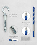 Hollow Wall Mounting Kit With Toggle Bolts And Drill Bit For Drywall And Ceilings, Heavy Duty Metal Anchor Set In Silver on white background