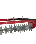 36-Inch Tow-Behind Spike Aerator For Lawns With 9 Galvanized Disks And An 80 Lb Weight Tray, Universal Hitch, Red, Rugged 10-Gauge Steel Frame