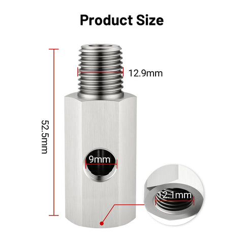 EVIL ENERGY 1/4 NPT oil pressure sensor tee adapter, stainless steel, 1/8 NPT female port, front view