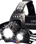 Ultra Bright USB Rechargeable Headlamp With 1080 Lumens Zoomable Beam Red Light IPX54 Rating Hands Free Light shining brightly