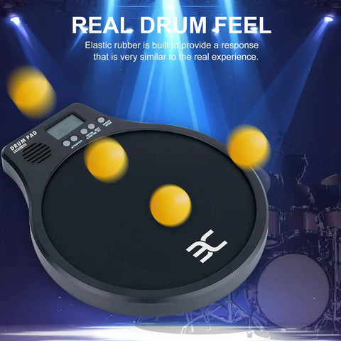 3 In 1 Portable Digital Drum Pad With Metronome Speed Detection And Tap Counter 10 Inch TPR Practice Pad, stage background