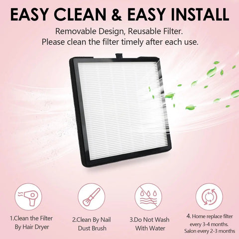 Removable filter of Pro Grade Nail Dust Collector For Acrylic Nails Vacuum Machine 4500RPM Adjustable Nail Vacuum Dust Collector