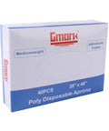 Disposable Poly Aprons 28x46 Inches, Individually Wrapped, Waterproof From Neck To Knee, 100 Pack in quick box dispense