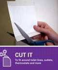 Person cutting 6 Inch By 6 Inch Flexible Self Adhesive Wall Patch Three Pack For Patching Holes Cracks And Corners With Easy Cut To Fit