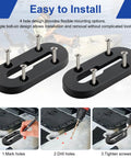 Universal Kayak Gear Track Mount Kit With Low Profile Rails For Fishing Rod Holder Cup Holder Paddle Holders And Anchor Cleats 4 Piece Set Compatible With Most Rail Systems For Offshore And Lake Adventures. 4-piece ABS low-profile mount with screws