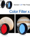 Complete Telescope Eyepiece Set For Beginners With 6mm Plossl And 15mm Kellner Eyepieces color filters shown with planets
