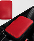 Slick Waterproof Leather Armrest Cover And Universal Center Console Pad For Every Car Fresh Wine Red Seat Box Cushion on vehicle
