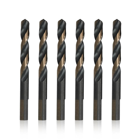 11/32 Inch High Speed Steel Black And Gold Split Point Drill Bit With Three Flat Shank Pack Of Six KFDML Series For Stainless Steel And Hardened Metals Drilling