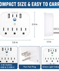 Non Surge Cruise Power Strip With Two USB C Ports, Two USB A Ports, And Three AC Outlets, Cruise Ship Compliant For Carnival