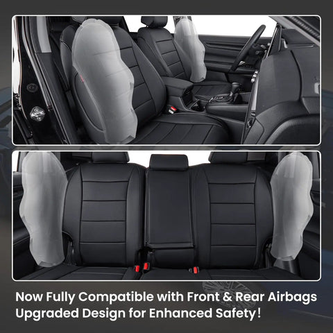 Custom Fit Honda CRV Seat Covers Full Set With Faux Leather Look Waterproof Build For 2023 2024 2025 2026 SUVs And Trucks Black Easy Clean And Stain Resistant No Fuss Install Premium Comfort on front and rear seats.