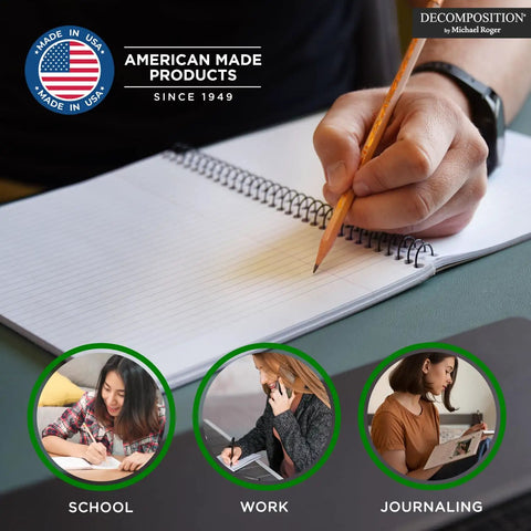 Person writing in Mermaids College Ruled Spiral Notebook 9.75 by 7.5 Journal With 160 Lined Pages Made From 100 Percent Recycled Paper