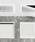 Slick Aluminum Louvered Access Panel For Drywall And Ceilings With Concealed Switch Hides Wiring And Piping Solid Feel No Sweat Install 13.7 X 23.6 Inches Multi Purpose, showing open and closed views.