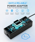 Replacement 24V 90W AC Charger for Jackery Explorer Power Stations, black adapter with safety protection icons