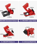 Lockout Tagout Kit For Electrical Safety Must Have With Hasps Clamp On And Universal Breaker Locks, 7131R, multiple clamps.