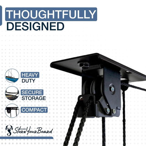 Heavy Duty Garage Ceiling Hoist For Cargo Box Pulley System Holds 150 Lbs With Pulley Lift, mounted on ceiling