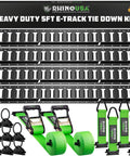 Heavy Duty 18 Piece E Track Rail Tie Down Kit With Accessories Includes 4 Rails 5 Foot E Track System 2 Ratchet Straps