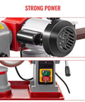 Close-up of No Fluff 370W Electric Angle Grinder's motor and waterproof switch, showcasing its robust aluminum housing.