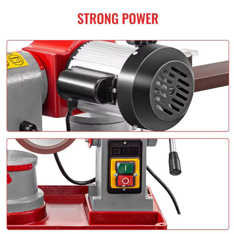 Close-up of No Fluff 370W Electric Angle Grinder's motor and waterproof switch, showcasing its robust aluminum housing.