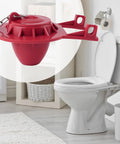 2 Inch Universal Toilet Tank Flapper Replacement, 2 Pack, Durable Rubber Seal With Stainless Steel Chain, showcased next to toilet