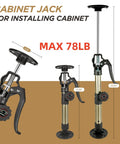 Two MANQO cabinet jacks in a 2-pack; adjustable steel posts from 12.60–23.62 in, 156 lb capacity.