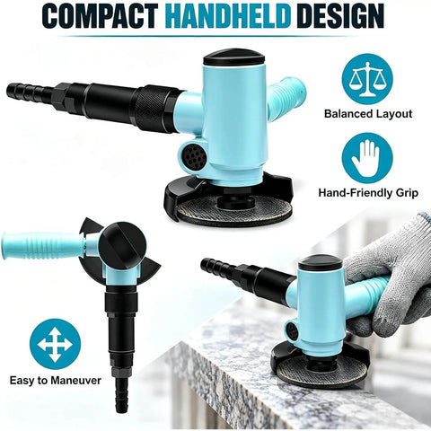 Heavy Duty 4 Inch Pneumatic Angle Grinder Pro Grade Air Powered Grinding Machine Runs Smooth with compact handheld design for easy maneuvering.