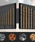MACXCOIP cobalt drill bit set, 13 pcs, M35 HSS in black index storage case.
