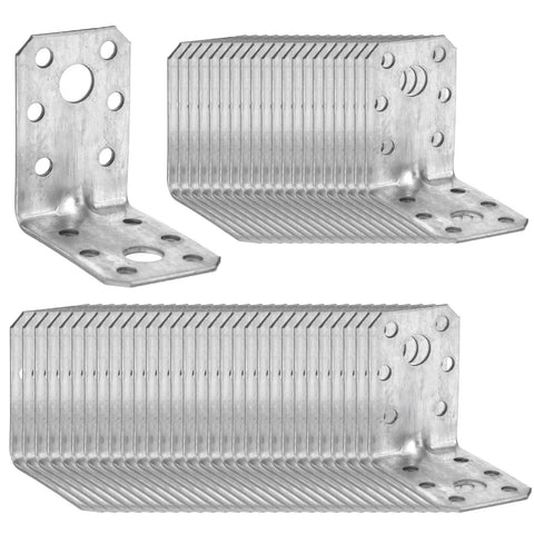 Heavy Duty 50 Pack L Shaped Corner Brackets 2.2X2.2X1.4 Inch Steel 90 Degree Angle Supports Multi Hole Design stacked