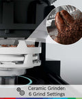 Close-up of ceramic grinder in a Double Cup Barista Style Home Fully Automatic Coffee Machine With 36 Drink Presets And Touchscreen Controls For Latte Macchiato Cappuccino Or Espresso Personalize Strength
