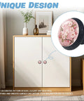 Crystal Glass Cabinet Knobs 6 Pack With Dope Cherry Blossom Mural Motif on white cabinet in living room setting
