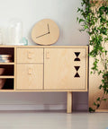 Light wood cabinet with visible 24 Pieces PVC Leather Drawer Pulls For Cabinets And Furniture, handmade light brown leather, brass screws.