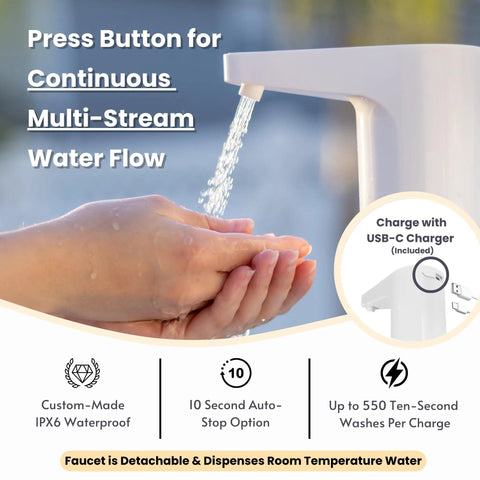 Real Deal Portable Sink With Genuine Running Water For Camping Van Life Outdoor Vendor Booths And Home Remodels Zero Hassle Setup Instant Sink Action Smooth On The Fly Hygiene Station with hands under multi-stream faucet.