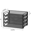 4 Pack Stackable Letter Paper Trays Desk File Organizer Mesh Sorter for Letter and A4 Folders with Non Slip Rubber Feet