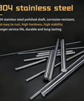 Tough As Nails 500mm 304 Stainless Steel Round Bar 18mm Diameter Solid Metal Rod For DIY Fabrication Industrial Machining And Hella Reliable Project Builds on a black background.