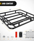 RV Bumper Mounted Cargo Carrier Basket With Net Fits 4 Inch Or 4 And A Half Inch Bumpers Heavy Duty Luggage Rack, 32x26x4 inches