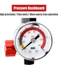 Close-up of gauge on Air Regulator For Spray Guns And Pneumatic Tools With One Quarter Inch NPT Inlet And Swivel Outlet