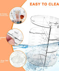 Clear Acrylic Rotating Makeup Organizer With Eight Adjustable Trays And A Smooth 360 Spin Base To Keep Your Daily Skincare Stash Neat As Pin multi-angle view highlighting brush holder and 360 rotation.