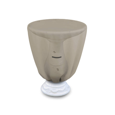 Winter Round Bird Bath Cover For Outdoor Use, Waterproof And UV Resistant All Season, 24 inch beige on pedestal
