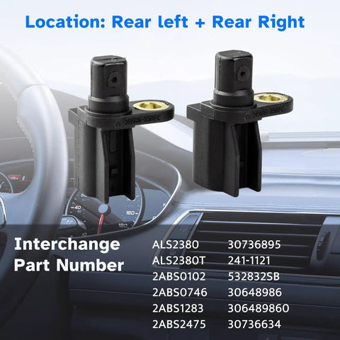 Top Notch Rear Abs Wheel Speed Sensor Pair Fits Ford Escape Focus Volvo S60 V60 And More Seamless Plug In Design showing two sensors.