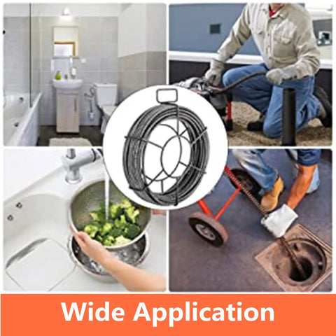 Image showing Drain Cleaning Cable 60 Feet Long 5/8 Inch With Six Cutters Hollow Core Sewer Snake used in various plumbing situations.