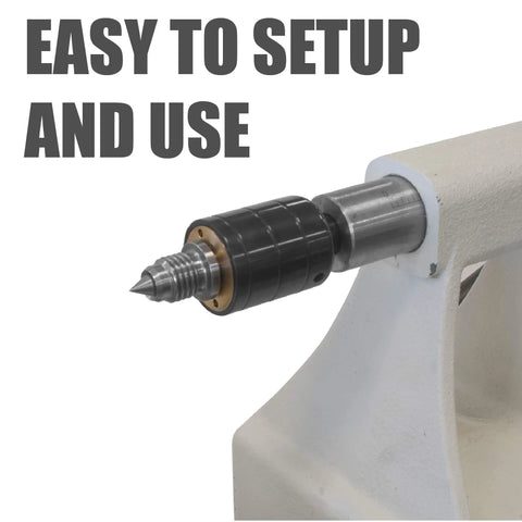 Heavy Duty Dual Bearing Live Center For Woodworking Lathes And Wood Turning Projects No Nonsense Ultra Smooth Performance installed on lathe