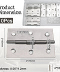 Built Tough 3 Inch Mini Stainless Steel Butt Hinges Rust Resistant 304 Bright Silver Cabinet Door Hardware For Homes And Workshops Quiet Action 10 Pack With Easy Mount Screws dimensions and specifications