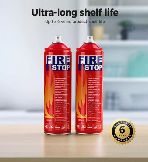Image of Two Pack Portable Fire Extinguisher Kit with Mounting Bracket for Home Kitchen Car Grill 8 in 1 Fire Suppressors.